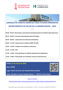 Jornada de puertas abiertas futuros/as residentes Departament de Salut de la Marina Baixa